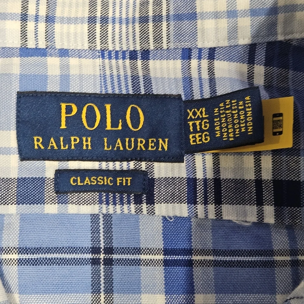NWT Polo Ralph Lauren Men's Plaid Button-Down Shirt in Blue and White